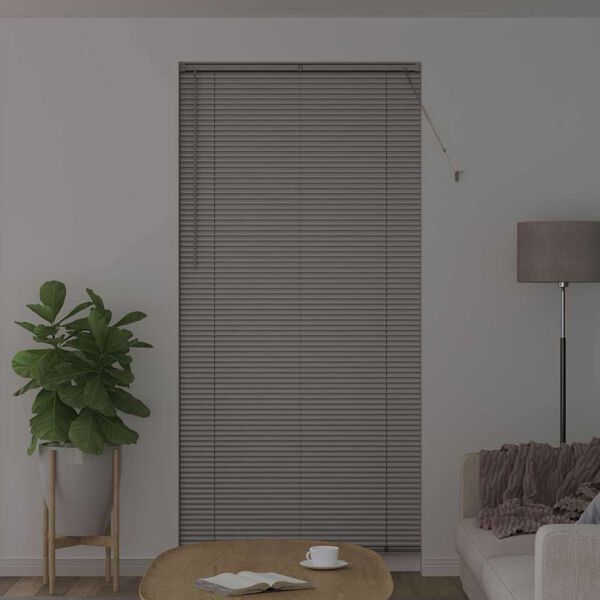 vidaXL Window Blind with Curtains Manual Silver Aluminium