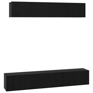 vidaXL TV Cabinet Set Wall-mounted 5 pcs Black Oak Engineered Wood