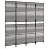 vidaXL Room Divider 4 Panels Grey Poly Rattan
