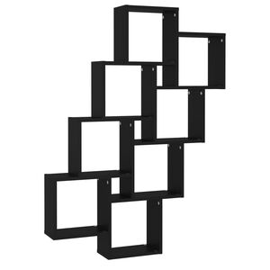 vidaXL Wall Cube Shelf Black 90x15x119 cm Engineered Wood