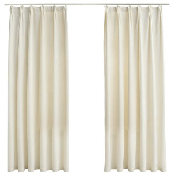 vidaXL Blackout Curtains 2 pcs with Hooks Velvet Cream 140x175 cm