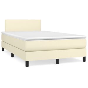 vidaXL Box Spring Bed with Mattress Cream 120x200 cm Faux Leather