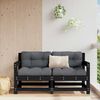 vidaXL Garden Chairs with Cushions 2 pcs Black Solid Wood Pine