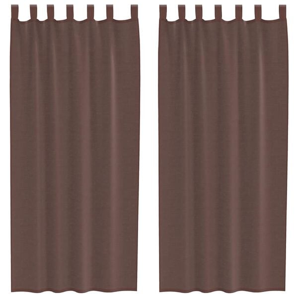 vidaXL Voile Curtains with Tab Top 2 pcs Brown