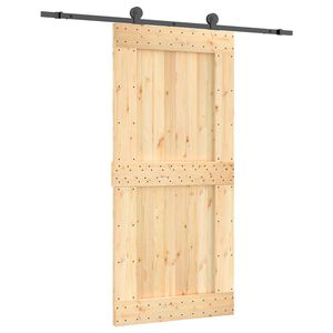 vidaXL Sliding Door Natural and Black 95 x 210 cm Solid Pine Wood