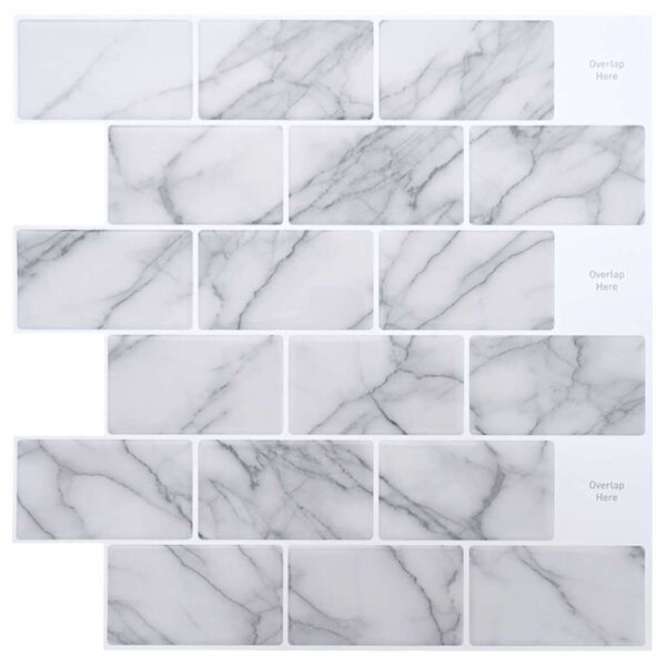 vidaXL Subway Tile 10 pcs White Marble 30.5 x 30.5 cm