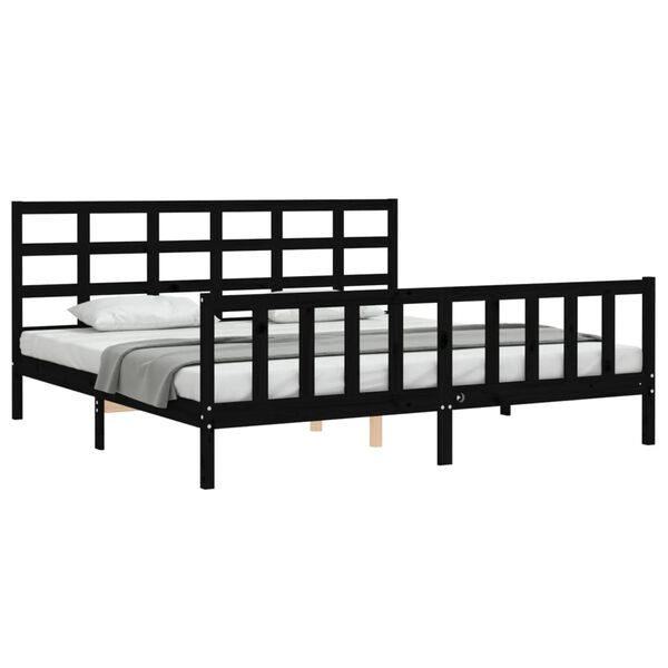 vidaXL Bed Frame without Mattress Black 200x200 cm Solid Wood Pine