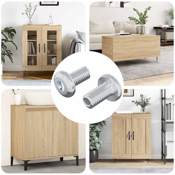 vidaXL Lock Screw Plain 2 pcs Silver M6 x 12 mm Steel