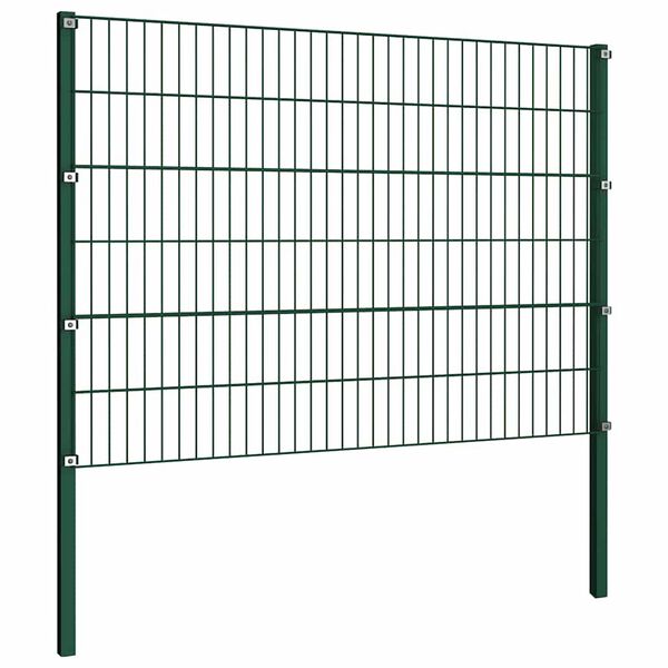 vidaXL Fence Panel with Posts Iron 694.5x120 cm Green