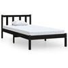 vidaXL Bed Frame without Mattress Black Solid Wood Small Single
