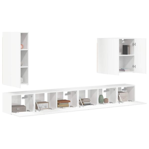 vidaXL Wall-mounted 6 pcs High Gloss White