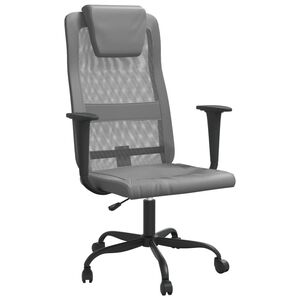 vidaXL Office Chair Height Adjustable Grey Mesh Fabric and Faux Leather