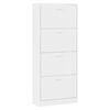 vidaXL Shoe Cabinet High Gloss White 63x24x147 cm Engineered Wood