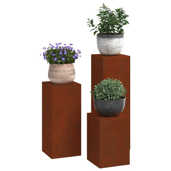 vidaXL Plant Stand 3 pcs Rusty Weathering Steel