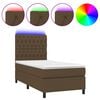 vidaXL Box Spring Bed with Mattress&LED Dark Brown 90x190 cm Fabric
