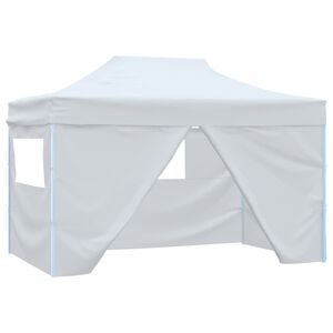 vidaXL Foldable Party Tent with 4 Sidewalls 3x4.5 m White