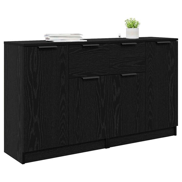 vidaXL Sideboards 2 pcs Black Oak 60 x 30 x 70 cm Engineered Wood