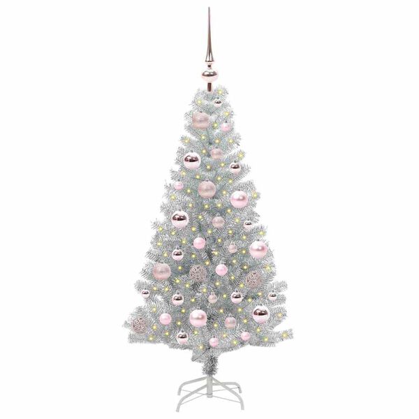 vidaXL Christmas Tree with 150 LEDs with Stand Silver 120 cm PET