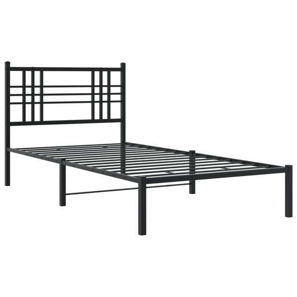 vidaXL Metal Bed Frame without Mattress with Headboard Black 90x190cm