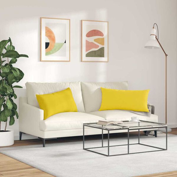 vidaXL Sofa Pillows 2 pcs Light Yellow 80 x 40 cm Fabric