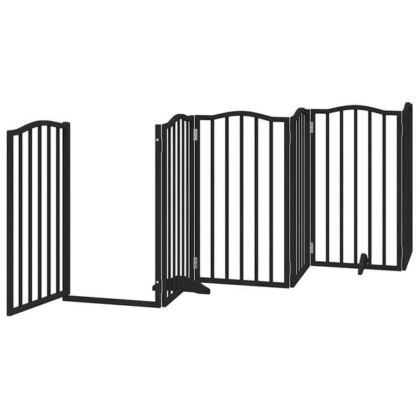 vidaXL Dog Gate with Door Foldable 6 Panels Black 300 cm&nbsp;Poplar Wood
