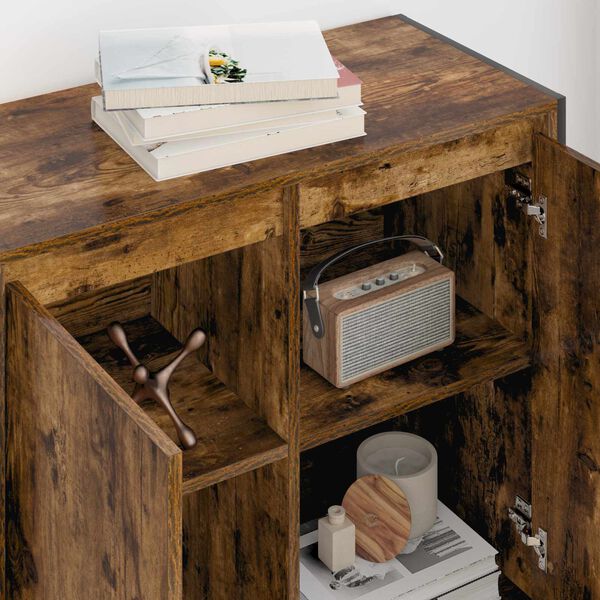 vidaXL Side Cabinet Smoke Oak 79 x 36 x 75 cm Engineered Wood