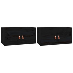 vidaXL Wall Cabinets 2 pcs Black 60x30x30 cm Solid Wood Pine