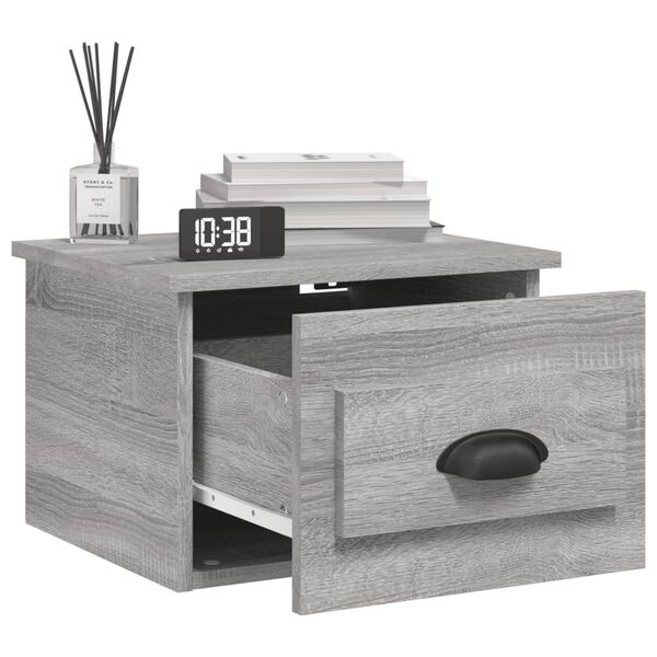 vidaXL Wall-mounted Bedside Cabinet Grey Sonoma 41.5x36x28cm