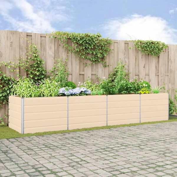 vidaXL Planter Ivory 385 x 100 x 75 cm Galvanised Steel