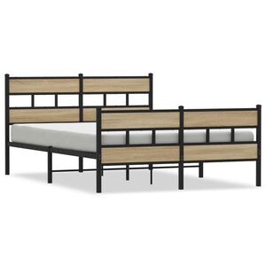vidaXL Metal Bed Frame without Mattress Sonoma Oak 150x200 cm King Size