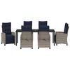 vidaXL Garden Dining Set with Cushion 7 pcs Grey Poly Rattan