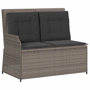 vidaXL Garden Bench with Cushion Grey Poly rattan