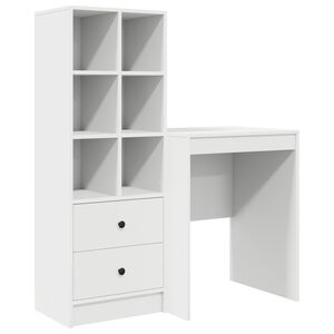 vidaXL Desk with Drawer with Shelf with Storage 2 pcs White