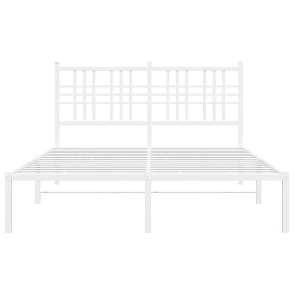 vidaXL Metal Bed Frame without Mattress with Headboard White 120x190cm