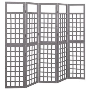 vidaXL 5-Panel Room Divider/Trellis Solid Fir Wood Grey 201.5x180 cm