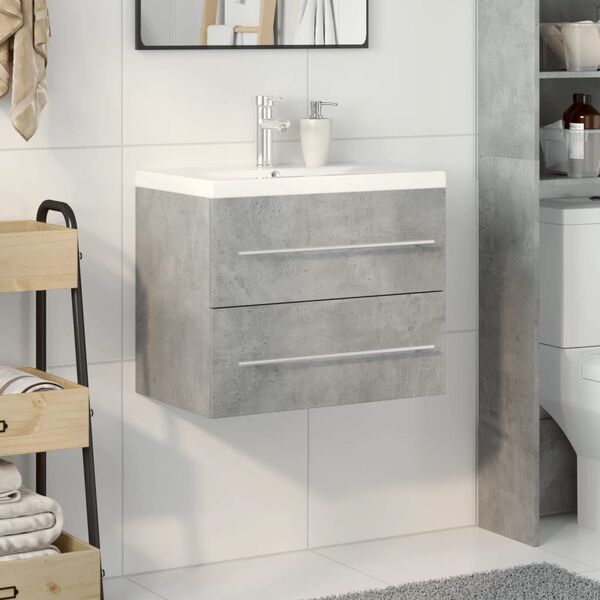 vidaXL 2 Piece Bathroom Furniture Set Concrete Grey Engineered Wood