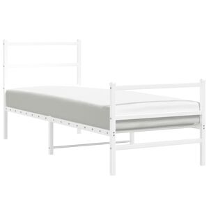 vidaXL Metal Bed Frame without Mattress with Footboard White 75x190cm