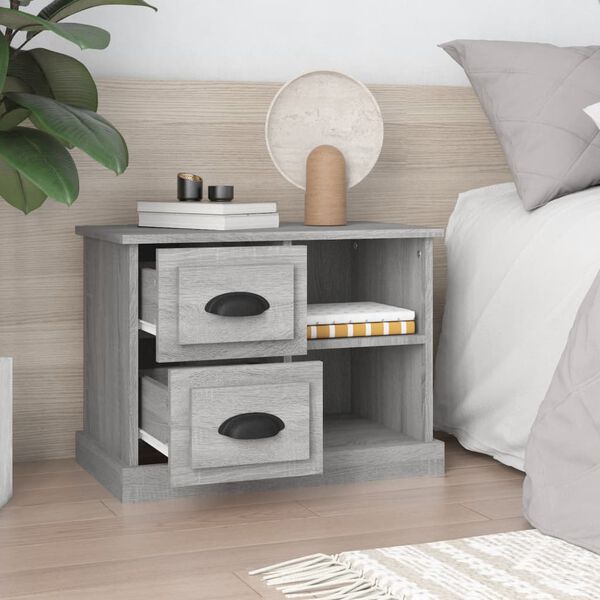 vidaXL Bedside Cabinet Grey Sonoma 60x35.5x45 cm