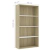 vidaXL 4-Tier Book Cabinet White and Sonoma Oak 80x30x151.5 cm Engineered Wood