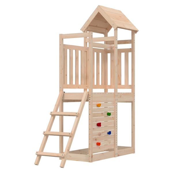 vidaXL Play Tower Brown 110.5 x 52.5 x 214 cm Solid Pine Wood