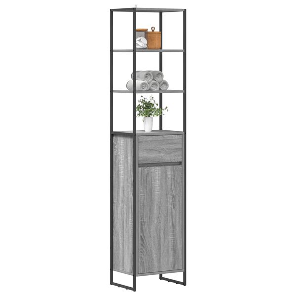 vidaXL Bathroom Cabinet Grey Sonoma 40 x 30 x 180 cm Engineered Wood