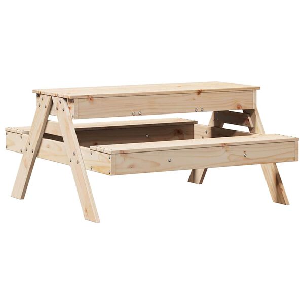 vidaXL Picnic Table with Sandpit for Kids Solid Wood Pine
