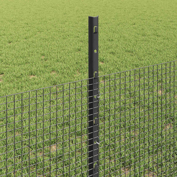 vidaXL Fence with Post Grey 0.5 x 25 m Steel