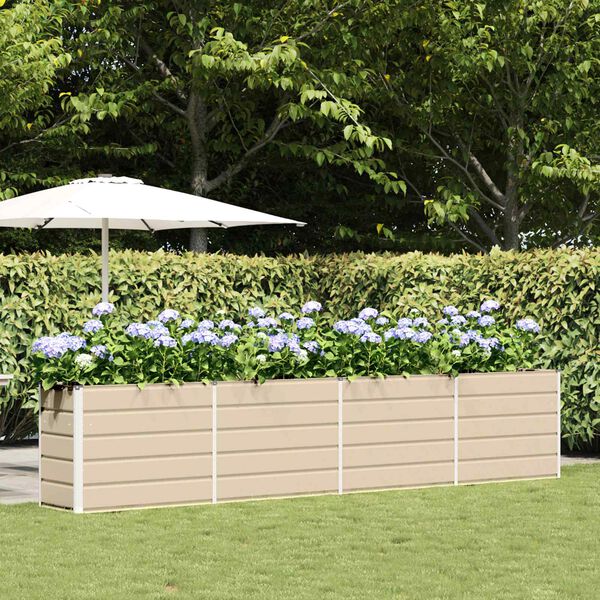 vidaXL Planter Ivory 385 x 50 x 77 cm Galvanised Steel