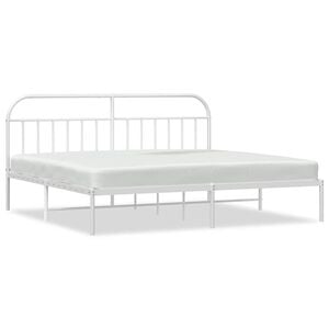 vidaXL Metal Bed Frame without Mattress with Headboard White 200x200cm
