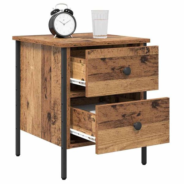 vidaXL Bedside Cabinet with Drawer Old wood 40 x 42 x 50 cm