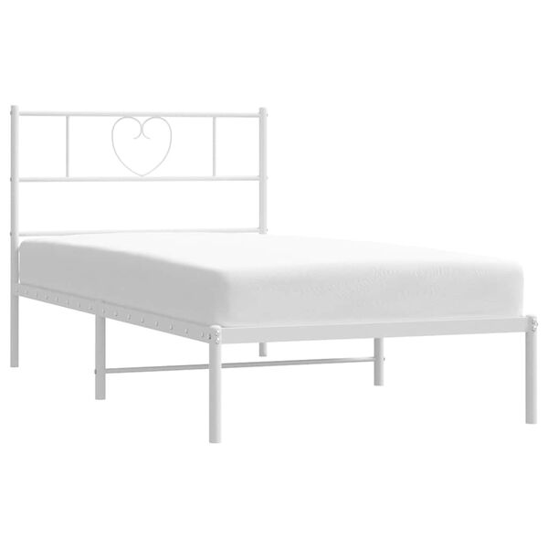 vidaXL Metal Bed Frame without Mattress with Headboard White 107x203cm