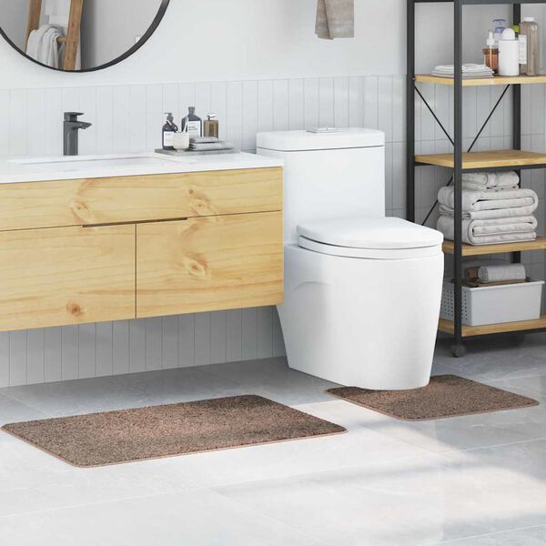 vidaXL Anti-slip Bath Mat Set 2 pcs Brown PP