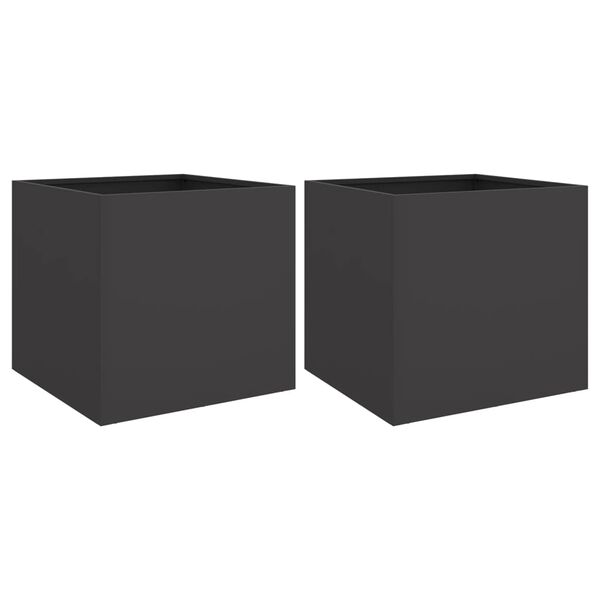 vidaXL Planters 2 pcs Black 42x40x39 cm Steel