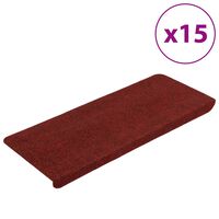 vidaXL Stair Mats Self-adhesive 15 pcs 65x24.5x3.5 cm Red